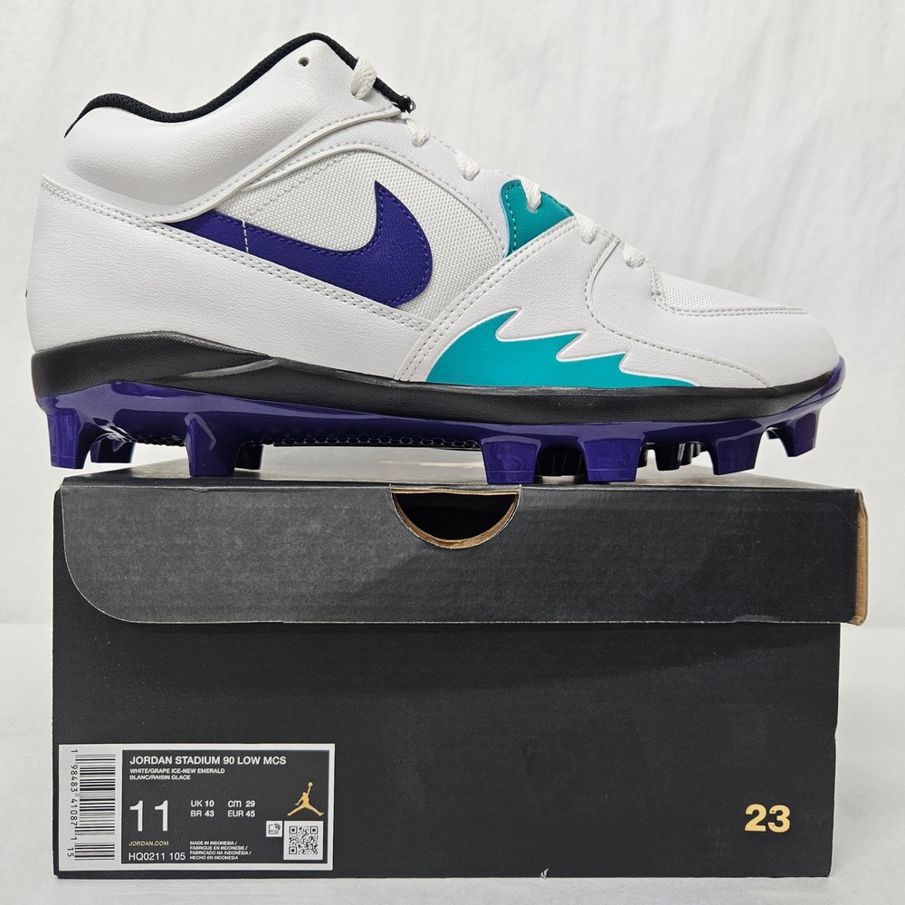 Jordan Stadium 90 Low MCS Baseball Cleats HQ0211-105 White‎ Purple Men Size 11